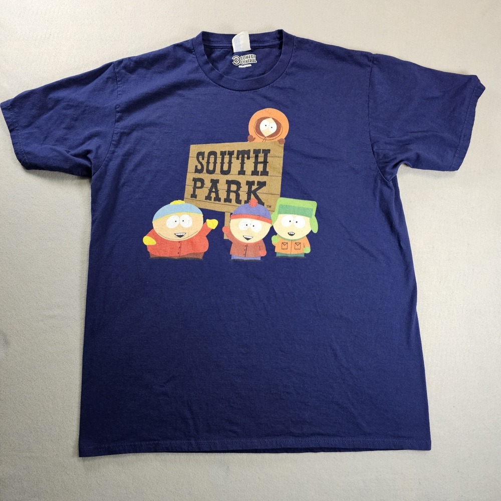 South Park T Shirt Mens Large Blue Cartman Kenny Stan Kyle Comedy Central Tee